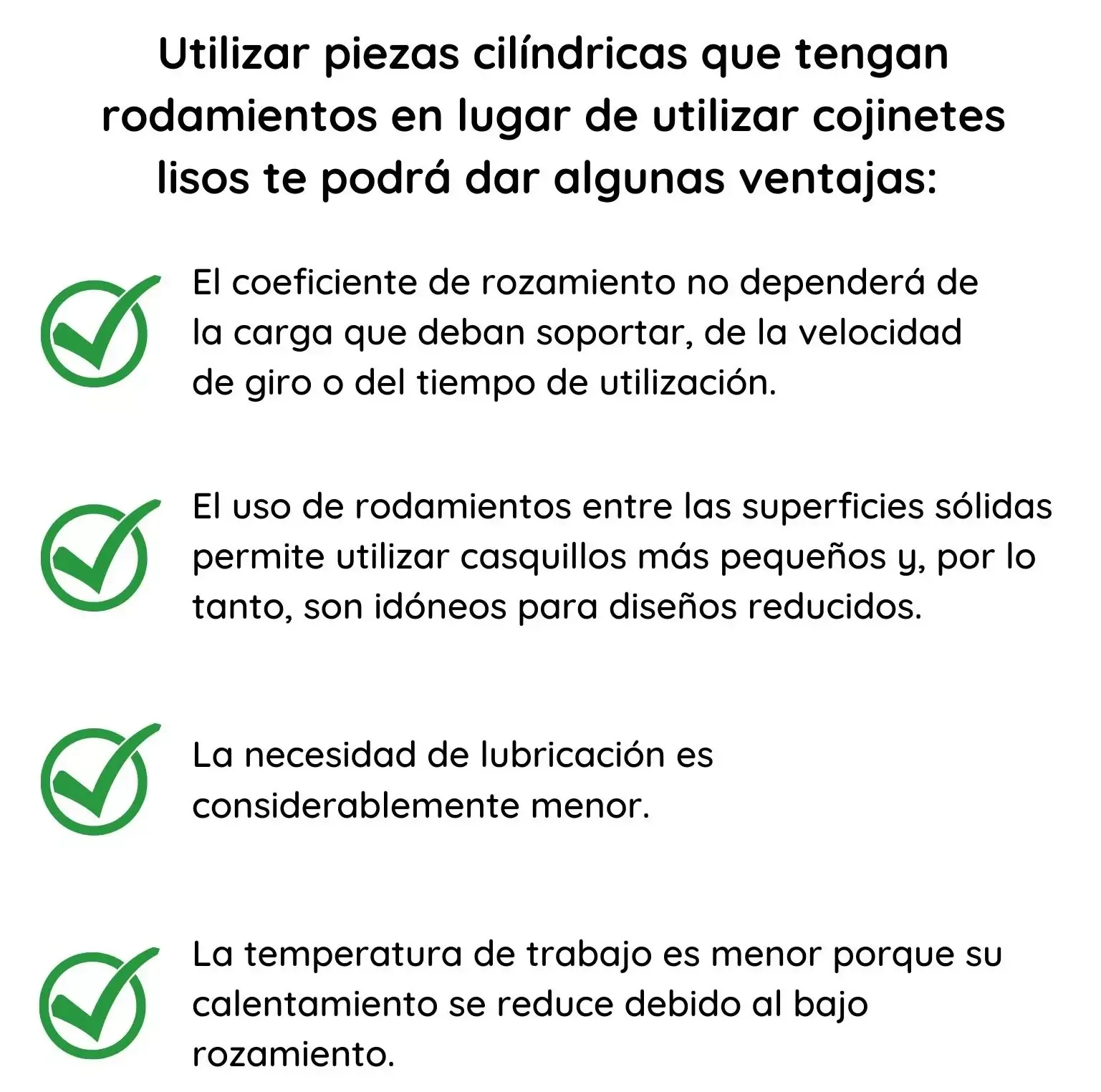 Beneficios de usar cojinetes con rodamientos.