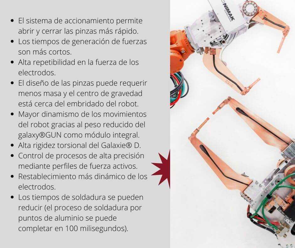 Aplicación del reductor de velocidad sin juego mecánico en las pinzas de soldadura.