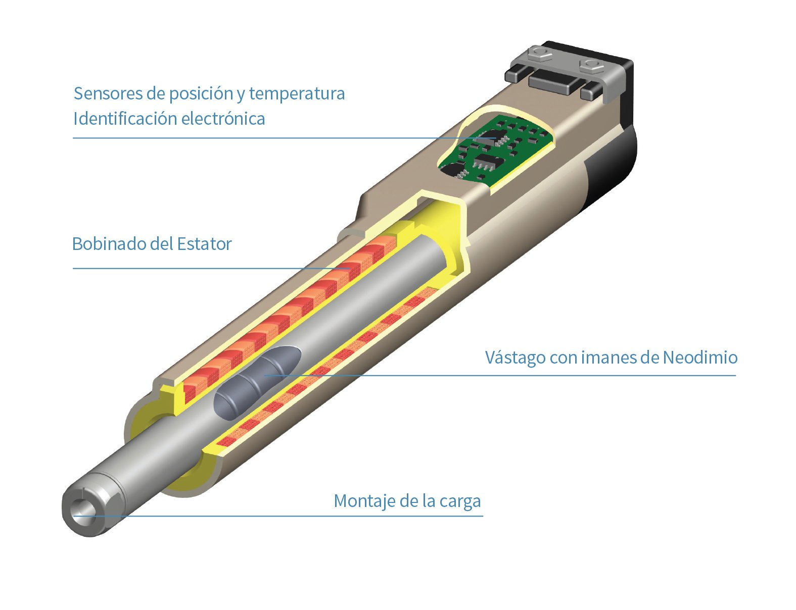 Partes de un motor lineal.